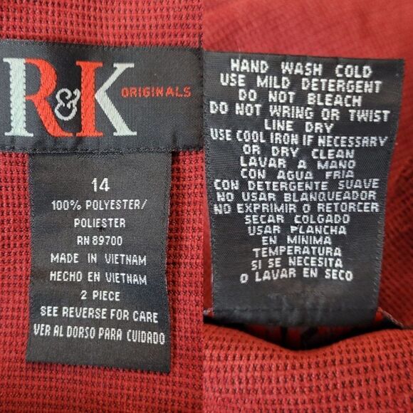 Vintage 80's R&K Originals Collarless Starburst Zip Up Blazer 14 Red Textured - Picture 3 of 10